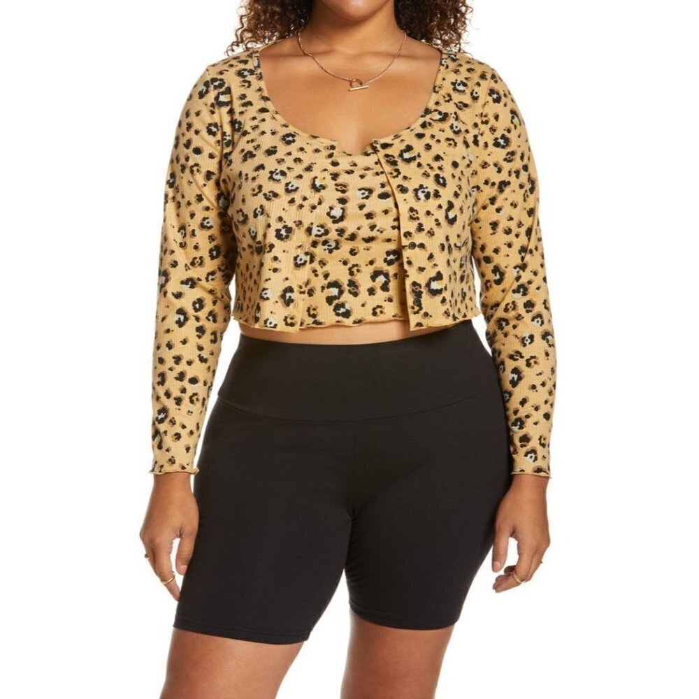 𝅺BP Nordstrom Cardigan Tank Set New Cheetah Print Womens Bnwot